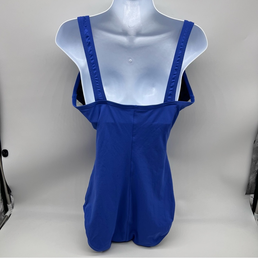 Speedo Retro Design Women's Royal Blue Ruched One Piece Swimsuit-Size 14 - Picture 5 of 13